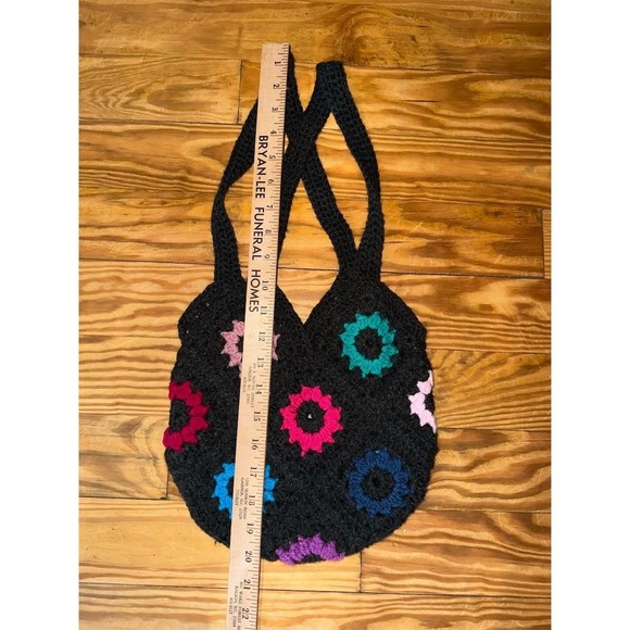 Handmade Multicolor Crochet Granny‎ Square Tote Bag Women purse handbag grandma - Picture 2 of 6